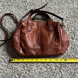 Margot brown embossed crossbody bag